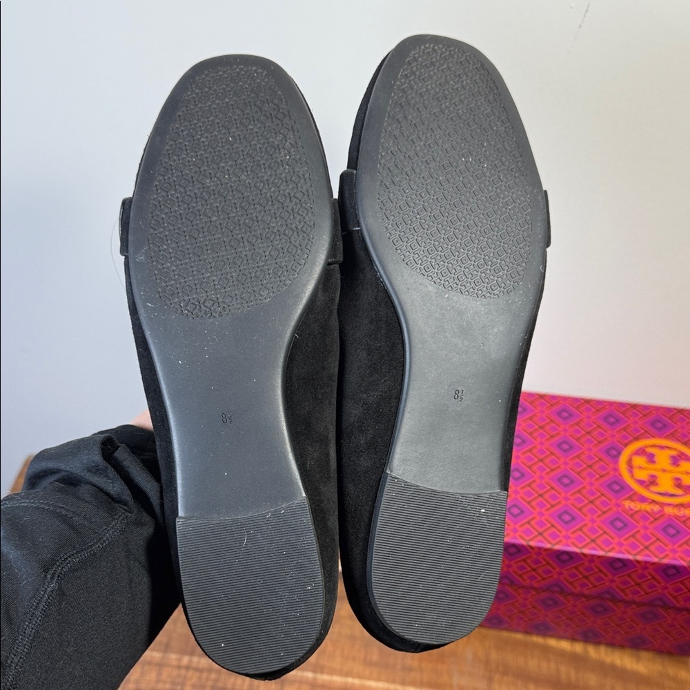 Tory Burch Black Suede Slipper Flats with Gold Buckle, Women’s 8.5 - Picture 4 of 7